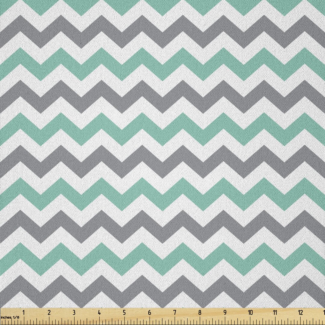 Stoff als Meterware, Geometrische Wavy Zigzag, Chevron, Seafoam Grau Weiß