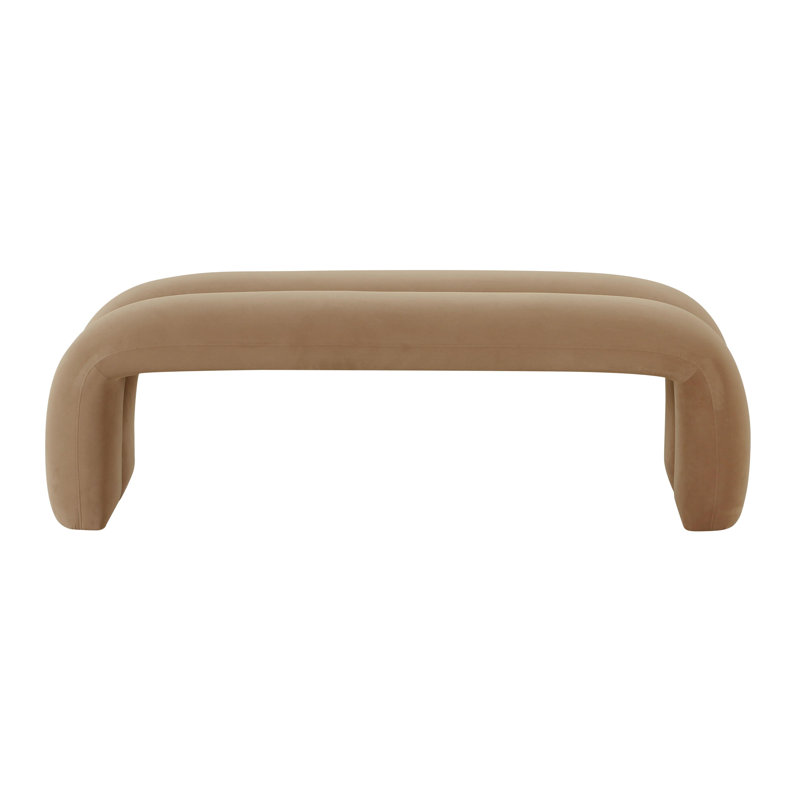 Oriole Velvet Upholstered Bench, Taupe