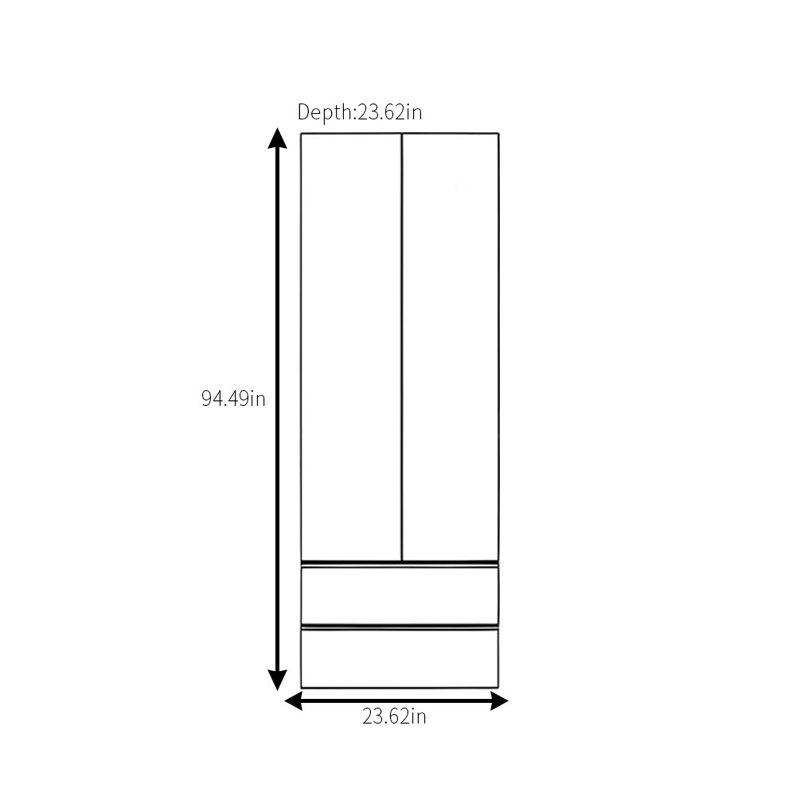 Garde-robe simple de couleur unie, H 94,49 po x l 23,62 po x P 23,62 po