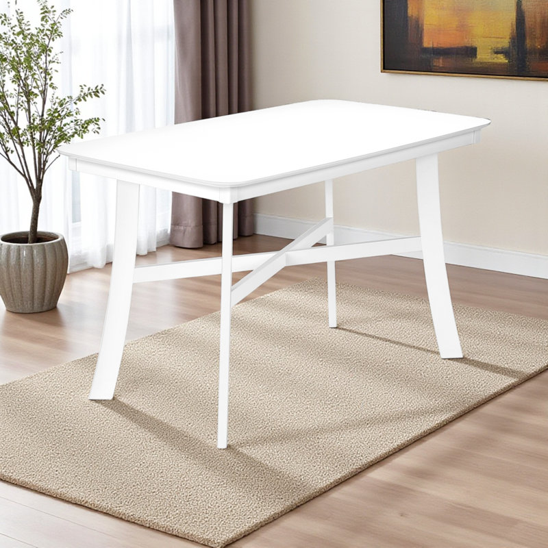 Maddox Rectangular Dining Table in White Finish, 29.21'' H X 47.12'' W X 35.34'' D