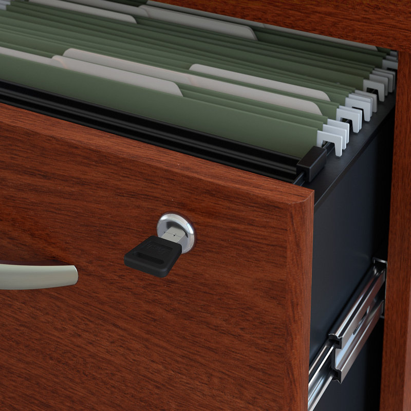 Series C L Shaped Desk with Mobile File Cabinet, Right, Hansen Cherry/Graphite Gray