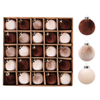 25PCS Christmas Balls Large Hanging Shatterproof Flocked Christmas Tree Ornaments for Xmas Tree Hanging, Holiday Wedding Party Decorations, Gifts and Home Decorations