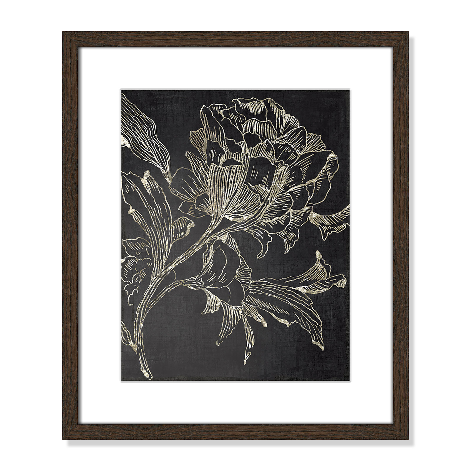 Clarendon "Golden Flower Folklore I" Print, 19" H x 16" W, Walnut Framed