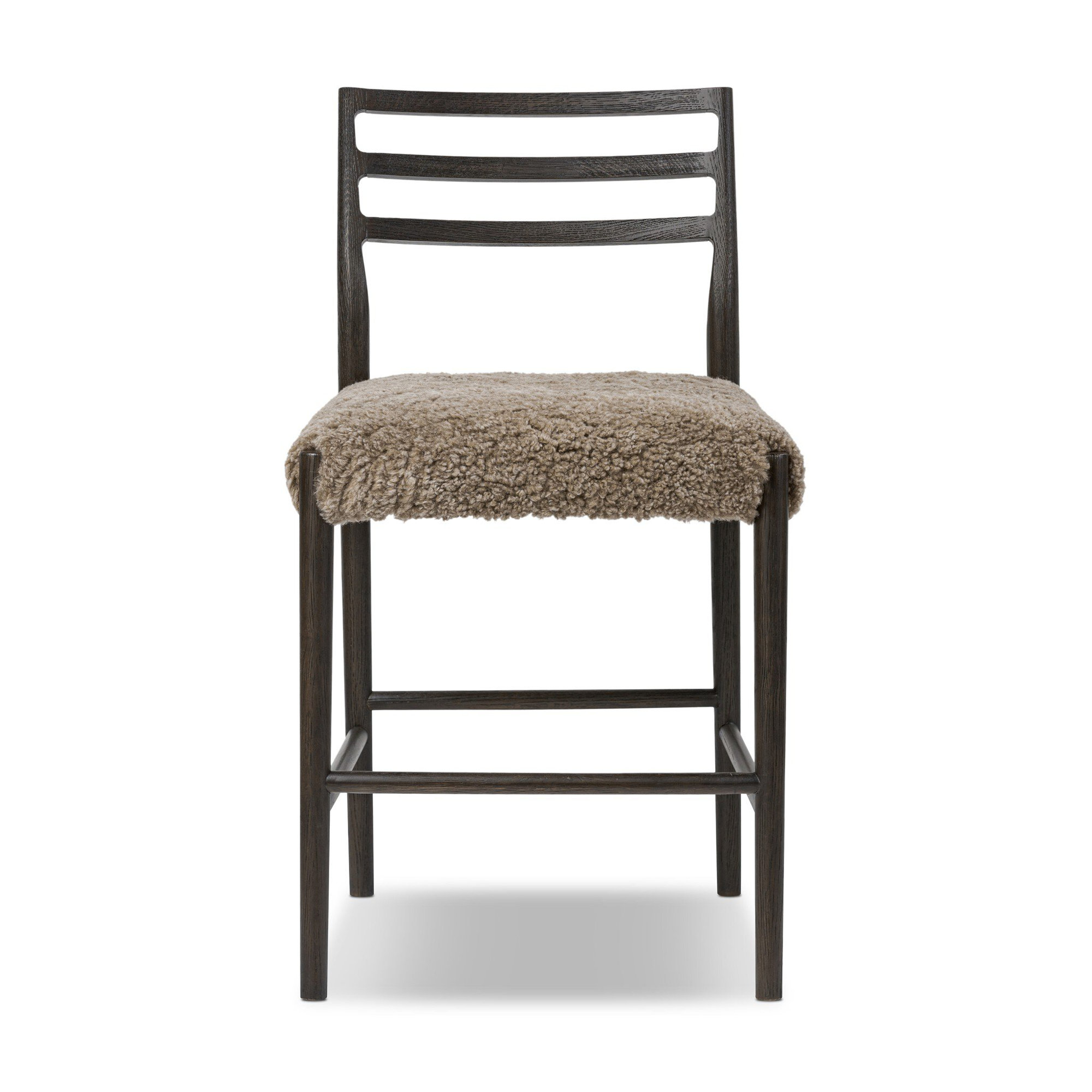 Lindyn Stool, Taupe Shearling, Counter Stool (26.25" Seat Height), Light Carbon