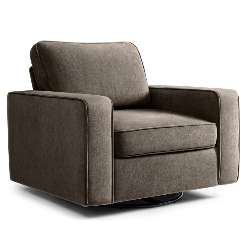 36.2" Wide Upholstered Swivel Accent Armchair, Coffee Fabric