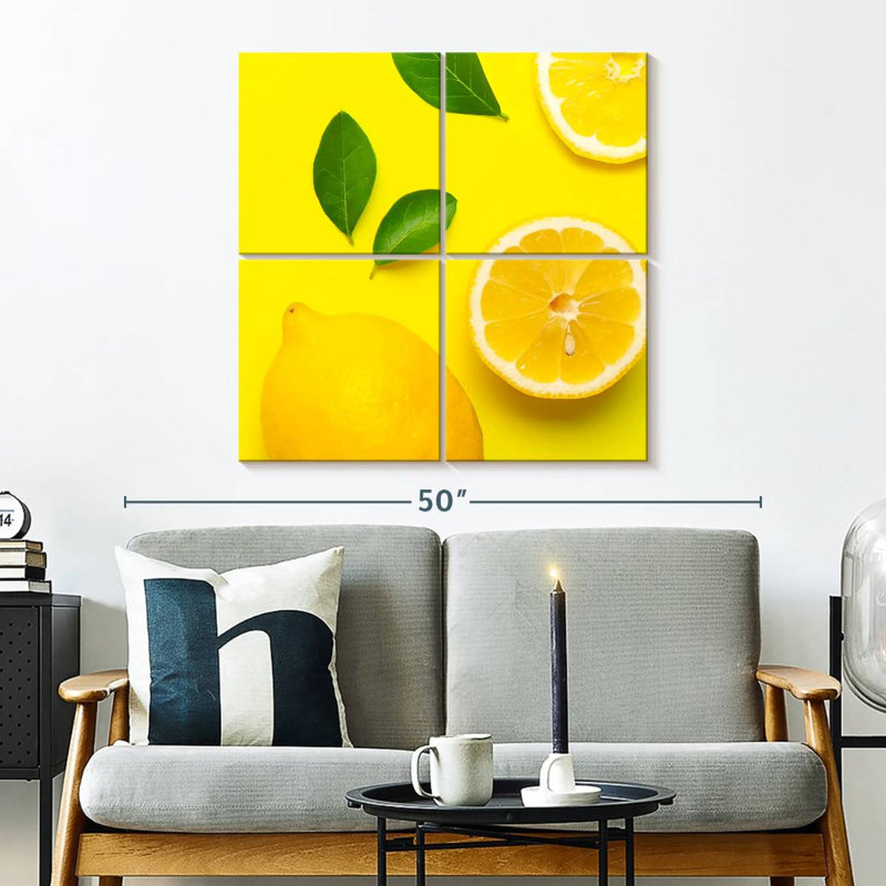 Yarlin citrons sur jaune, H 32 po x l 32 po