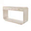 Console beige antique avec 3 tiroirs et tablette de présentation