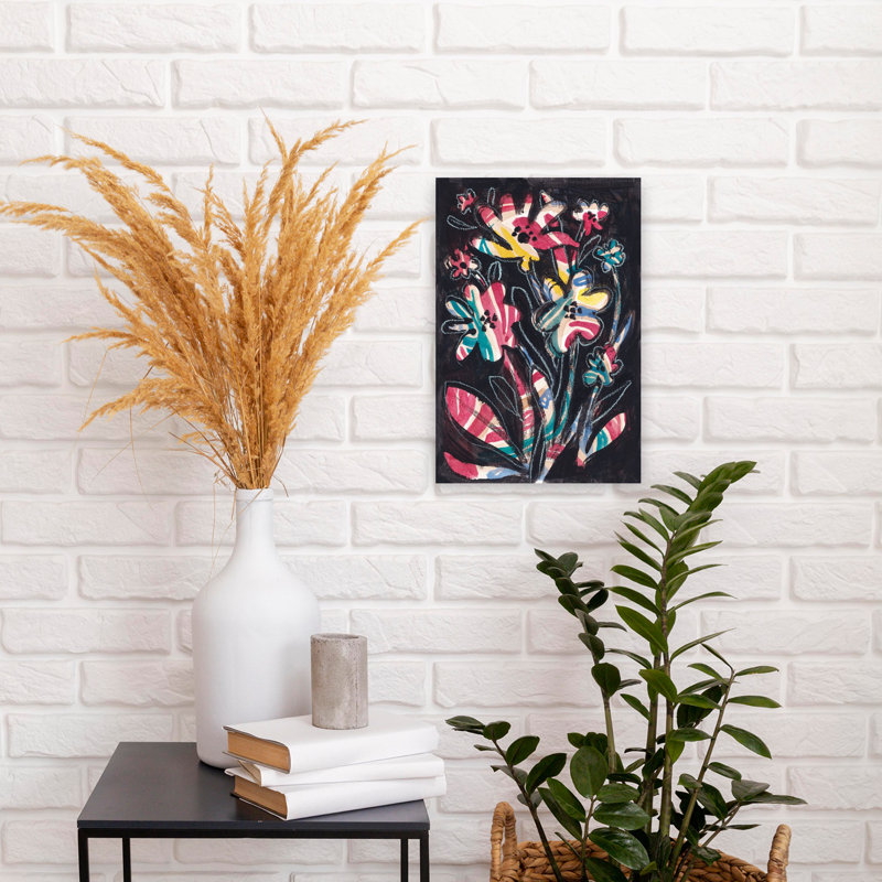 Art mural abstrait à fleurs colorées, H 18 po x l 12 po
