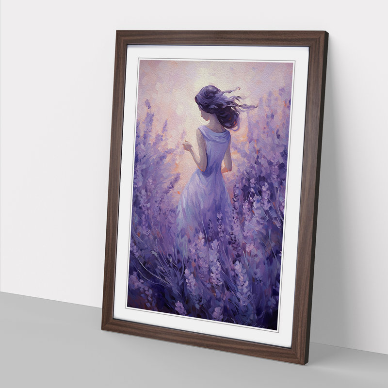 Lavender Flower Impressionism No.2 - Framed Print, Walnut, 46cm H x 34cm W x 2cm D