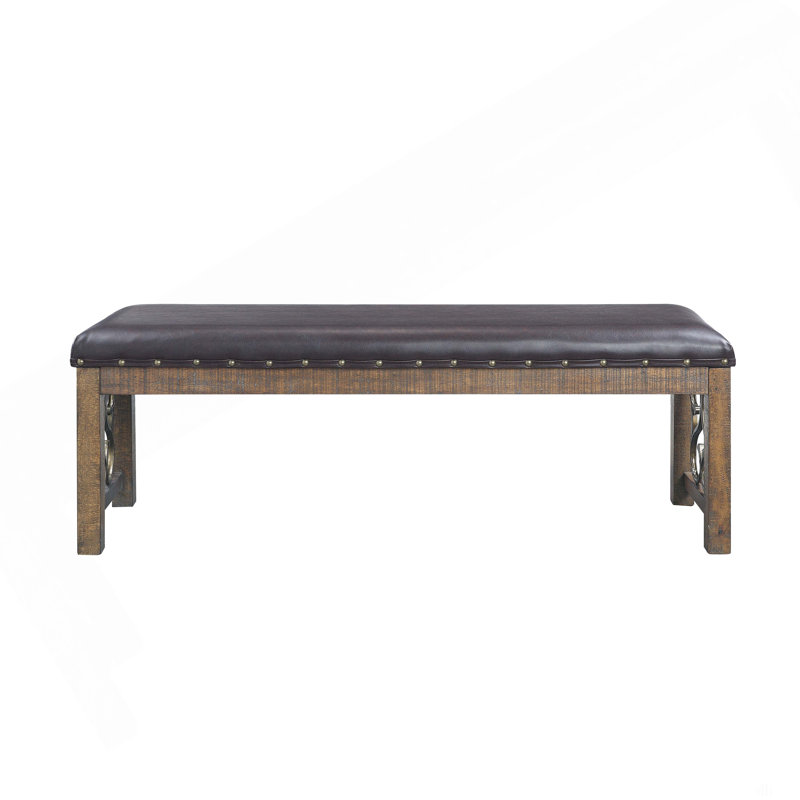 Synthetic Leather & Weathered Cherry Finish Bench