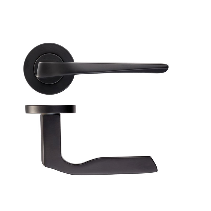 Lyra Latch Door Handle Kit, Powder Coated Black