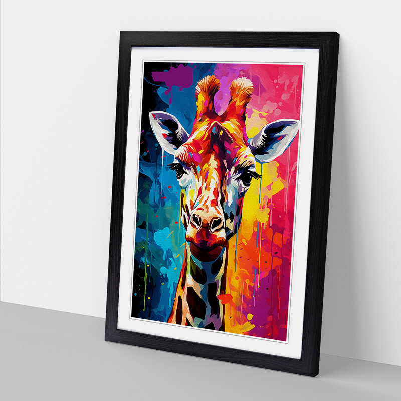 Giraffe Pop - Framed Print, Black, 64cm H x 46cm W x 2cm D
