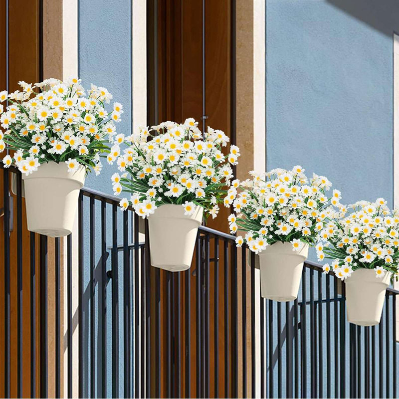4 faisceaux de marguerites artificielles pour l'extérieur, Blanc