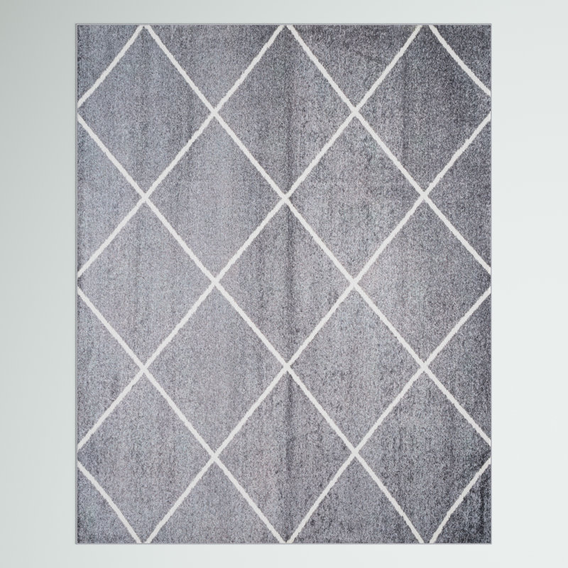 Tapis gris / blanc Bertrice, Rectangle de 5 pi x 8 pi