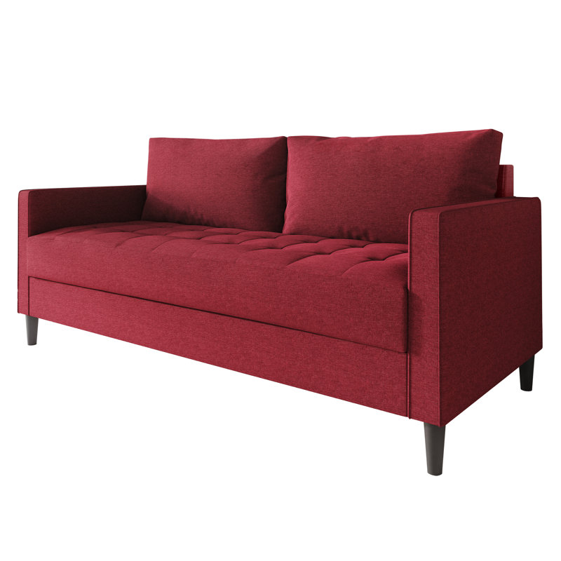 Canapé à accoudoirs carrés 74,60 po Newquay, 100 % polyester rouge