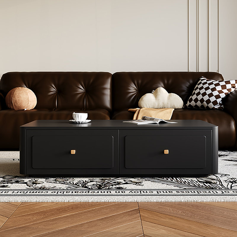 French black coffee table, 13.8" H x 43.3" L x 27.6" W