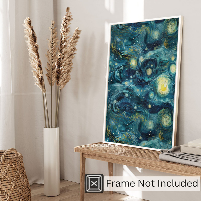 «Landscape and Nature Starry Night», reproduction d'art moderne sans cadre, H 16 po x l 12 po