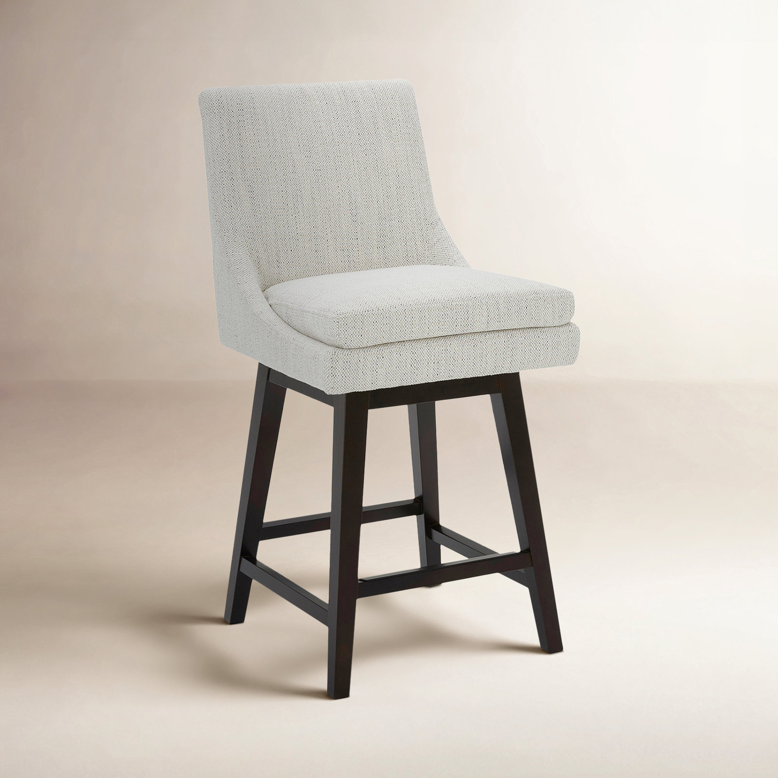 Zahara Swivel Bar Stool, Prestige Ivory Basketweave/Brown, Counter Stool (26” Seat Height)