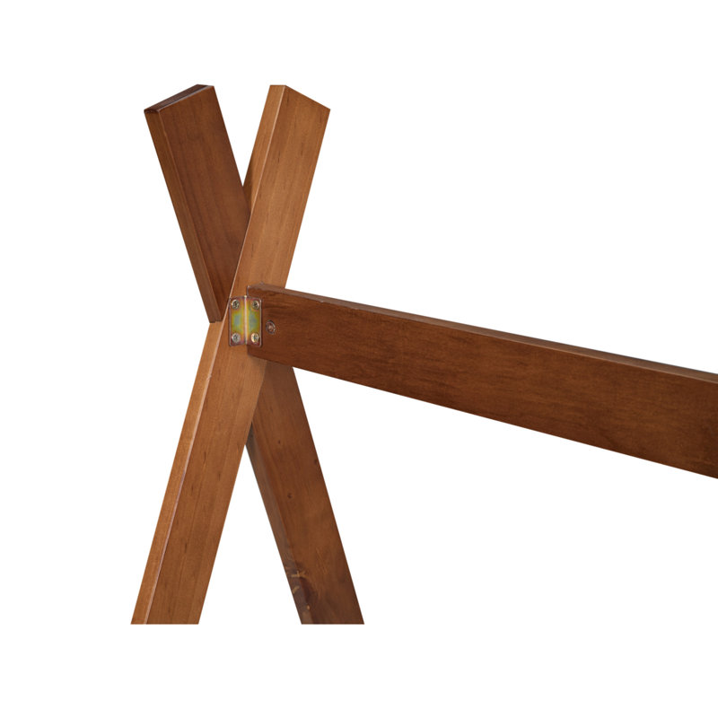 Lit de sol de tente avec structure triangulaire, Noir / brun, Lit double
