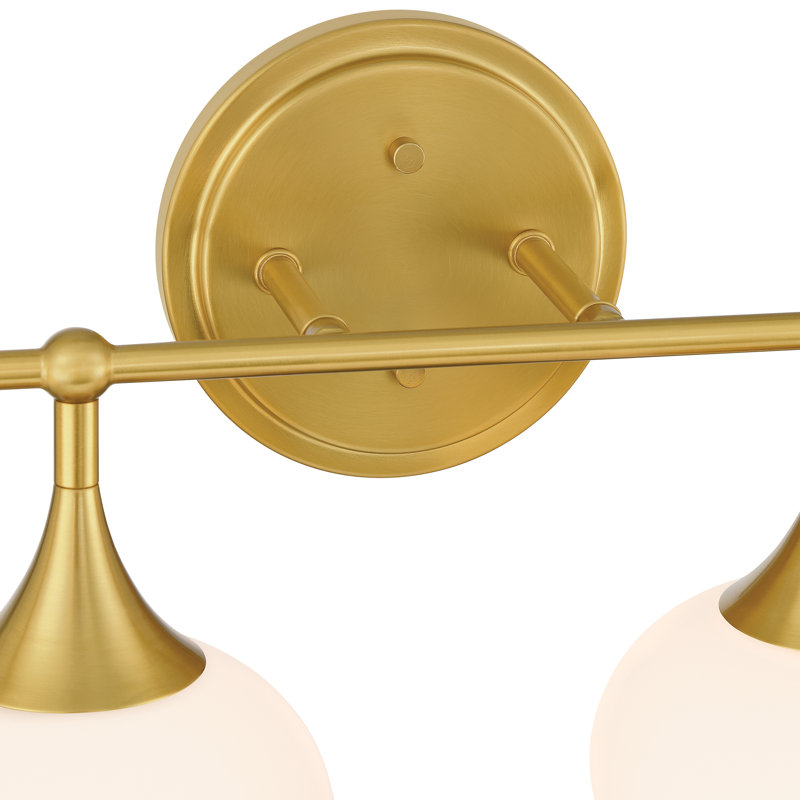 Éclairage pour meuble-lavabo moderne 4 lumières à finition laiton vieilli, Laiton, 4, H 10,63 po x l 32,25 po x P 7,5 po