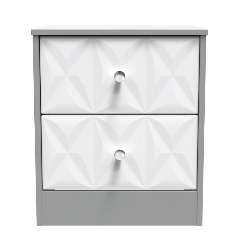 San Jose Bedside Table, White Matt/Dusk Grey