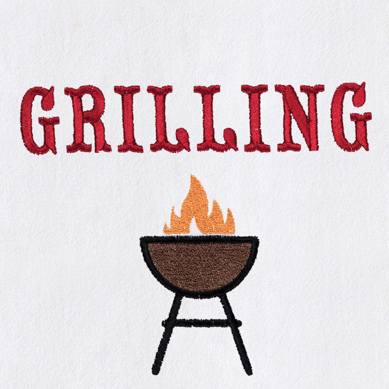 Grilling With Grandpa Father's Day Kitchen Embroidered Hand Towel