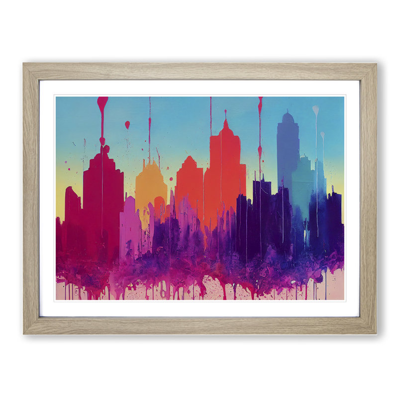 Skyscraper Skyline Vol.8 Abstract - Framed Print, 25cm H x 34cm W x 2cm D, Oak