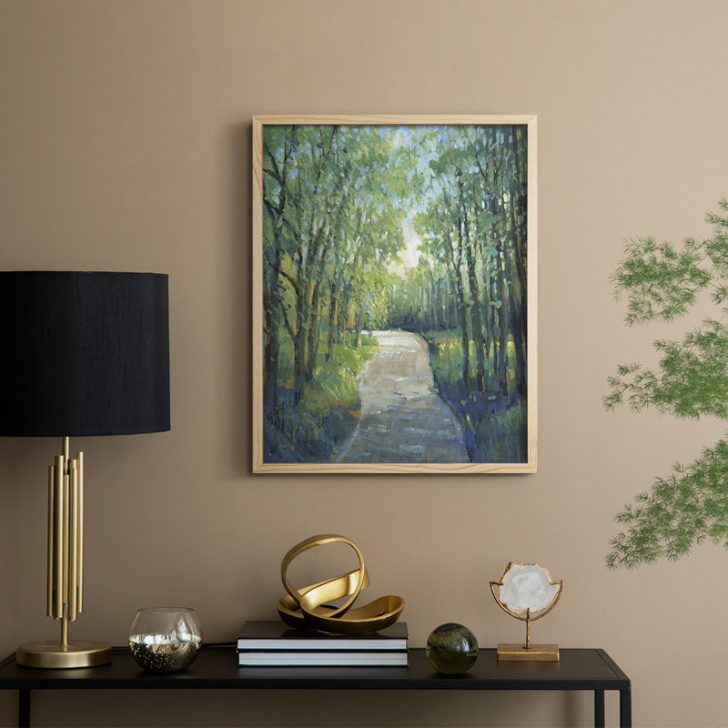 Golden Light Pathway I, reproduction encadrée - bois massif, H 11 po x l 9 po