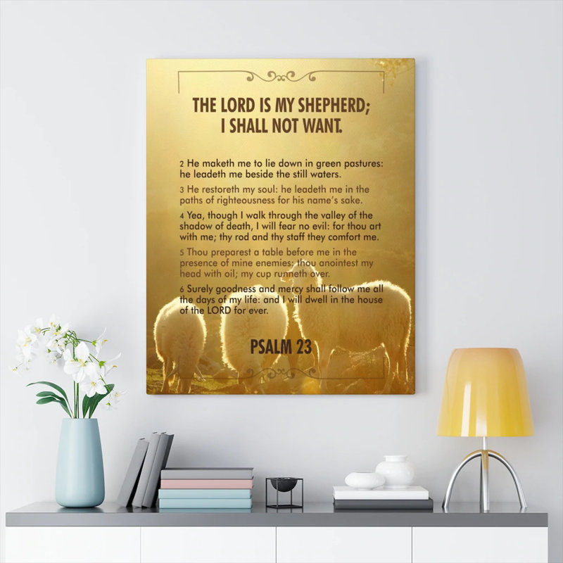 Lord Is My Shepherd Psalm - Wrapped Canvas Print, 76cm H x 61cm W