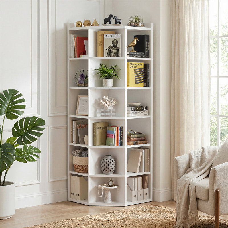 Bibliothèque moderne, bibliothèque de rangement, Blanc, H 55 po