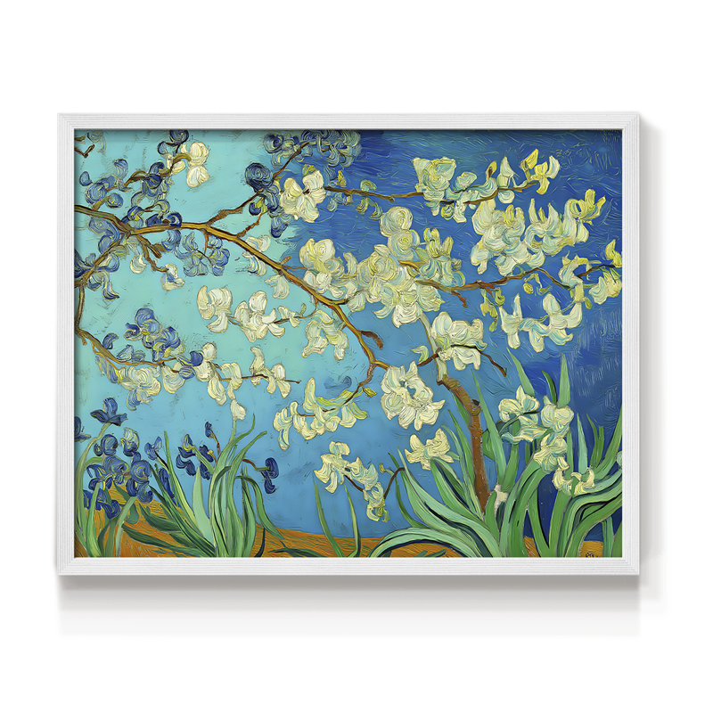 Série florale - XLIX - Reproduction encadrée - Restickable, H 11 po x l 14 po, Blanc