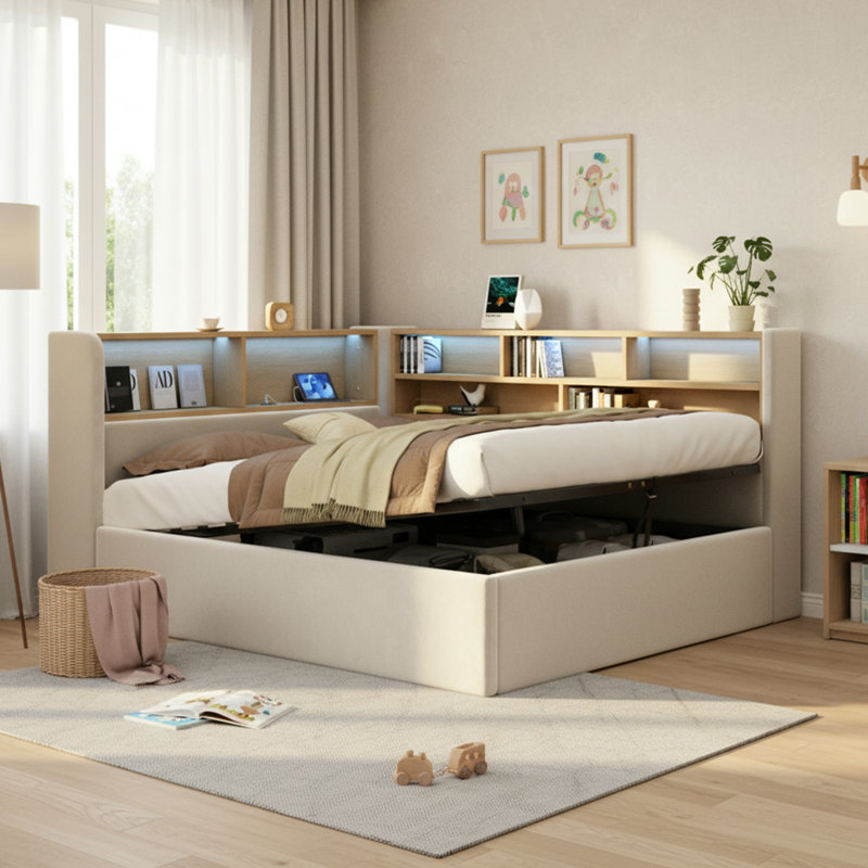 Bed, Beige