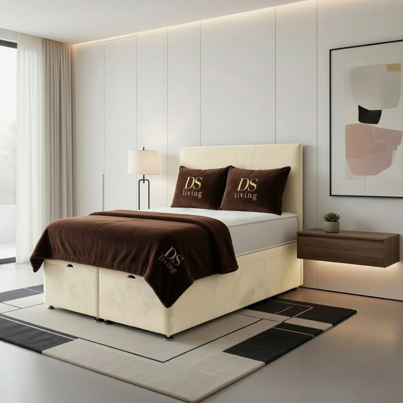 Upholstered Bed, Cream, Double