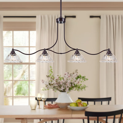 Luminaire suspendu pour îlot de cuisine en cristal 4 lumières 4 lumières