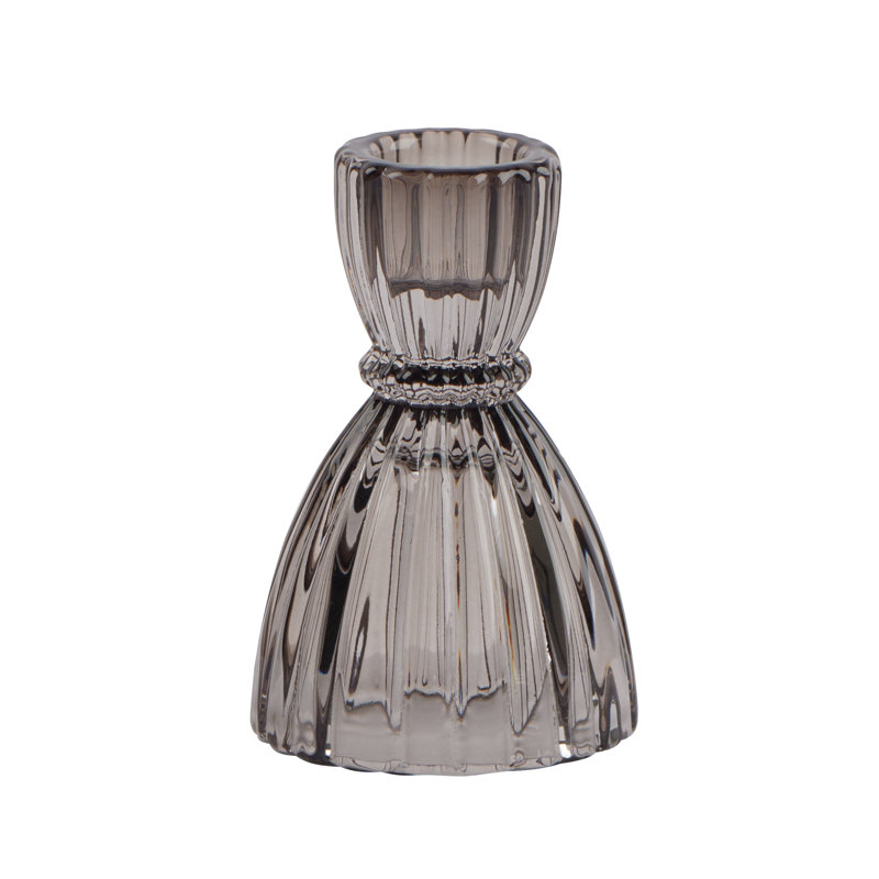 Chandelle de table en verre H 3,5 po, Gris