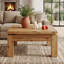 Table basse 31,5 "carrée en bois massif pour le salon, brun rustique