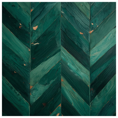 Green Chevron Wood Bath Mat