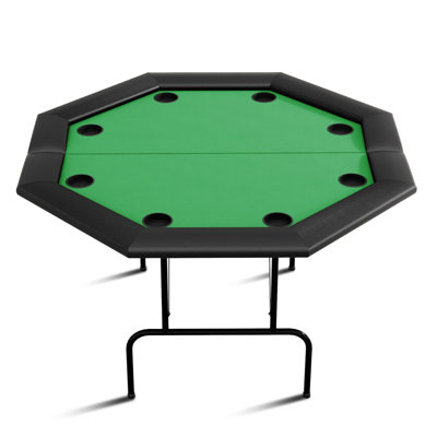 Table de poker pliable octogonale pour 8 à 10 joueurs, table de jeu de casino avec pieds en métal durables, plateaux à copeaux, rail rembourré, porte-gobelets - idéale pour la maison, la salle de jeu ou les loisirs, tasse en plastique verte