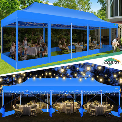 30 Ft. W x 10 Ft. D Pop up Gazebos with 8 Mosquito Netting Sidewalls