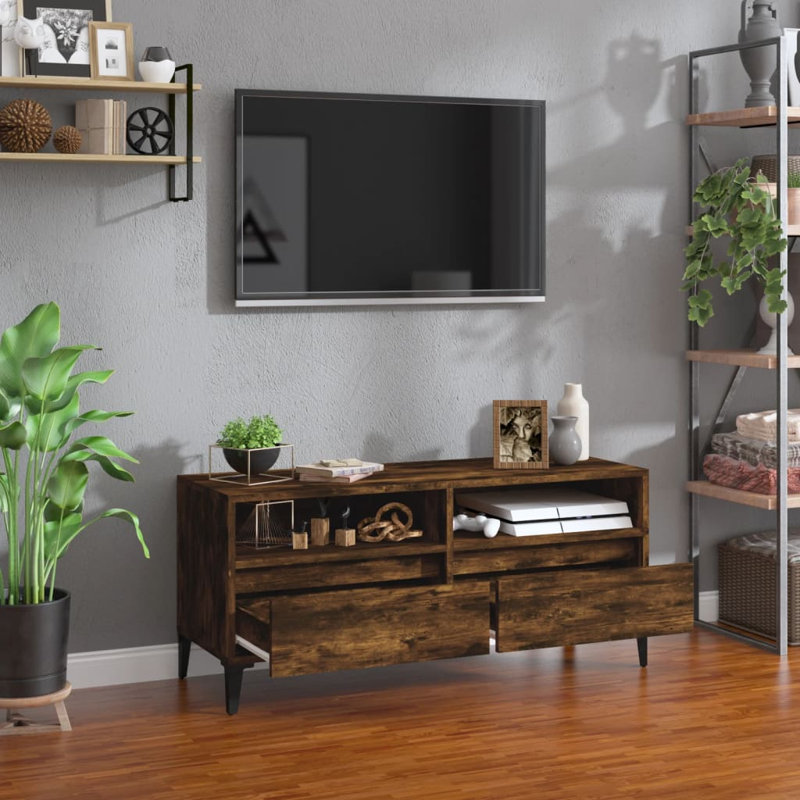 Reisinger Unfinished TV Stand for TVs up to 32", Smoked Oak