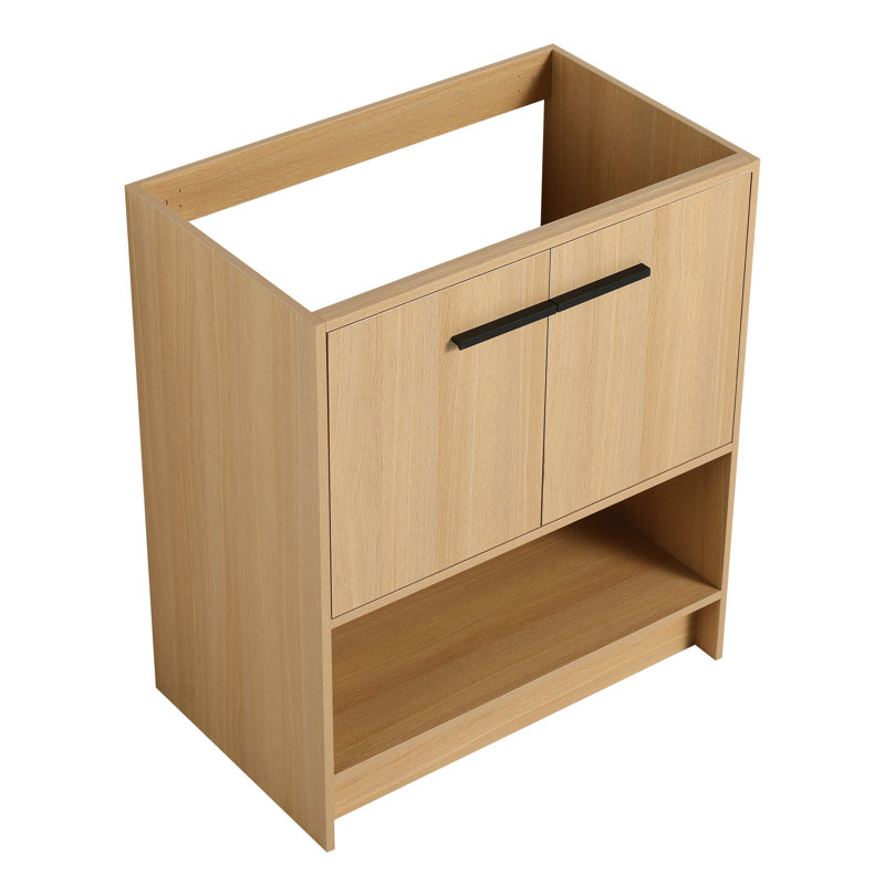 Meuble-lavabo autoportant de 30 po, armoire en contreplaqué 2 portes, facile à entretenir et à eau, assemblage simple, conception américaine, meuble-lavabo en chêne 2 portes, style, couleur