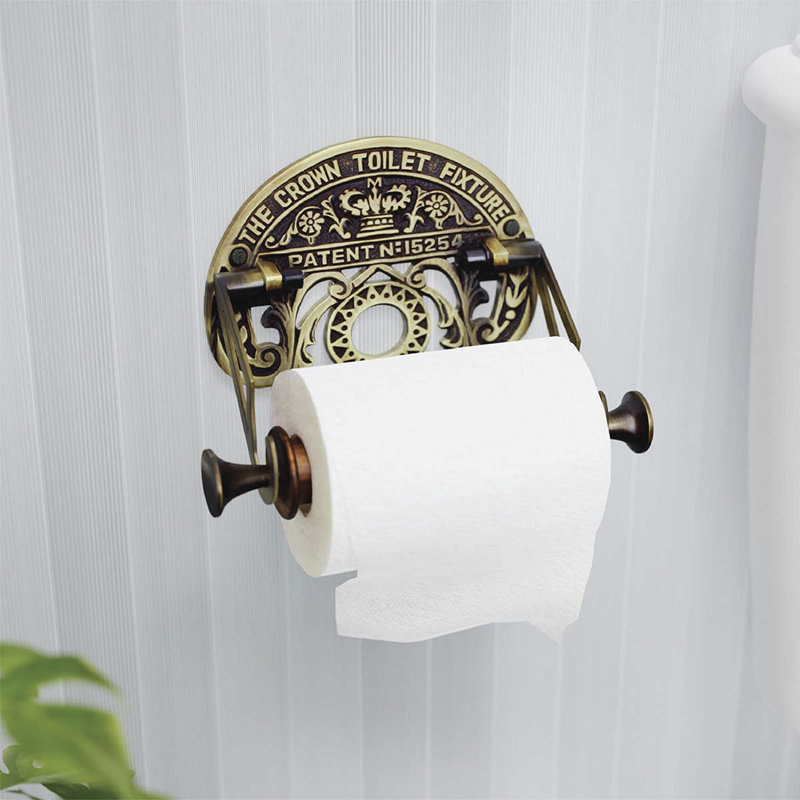 Porte-papier hygiénique mural en laiton antique
