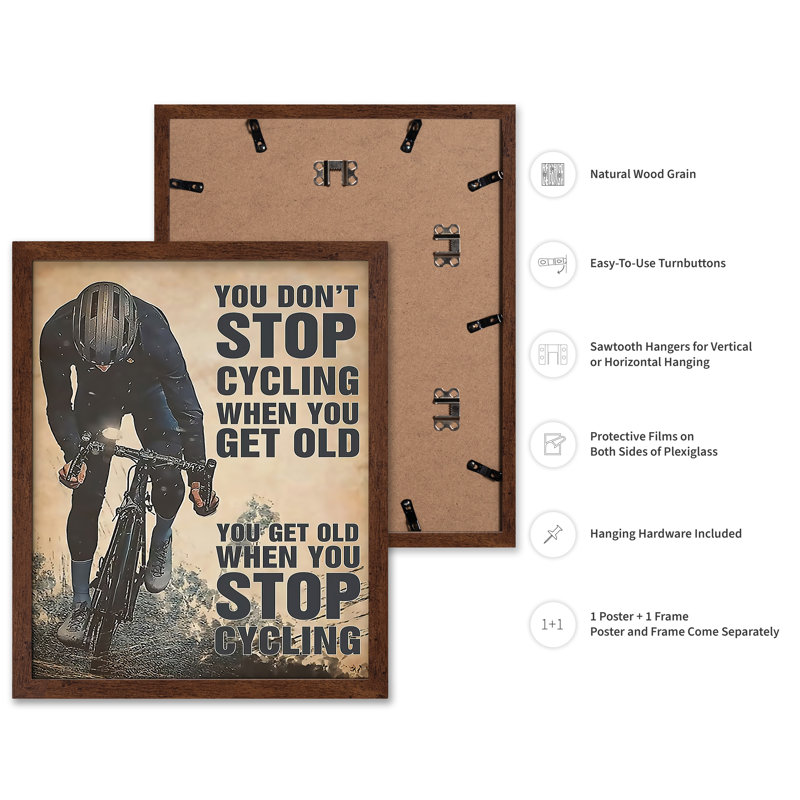Don't Stop Cycling, Affiche, H 11 po x l 14 po, Encadrement brun