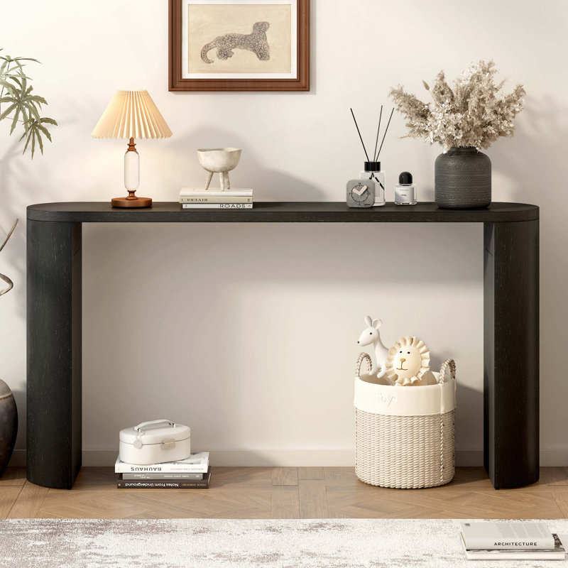 Table de véranda simple de style moderne à usages multiples avec pieds semi-cylindriques, Noir