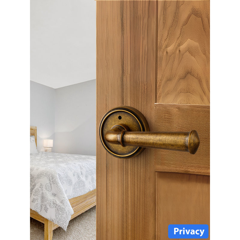 MRML Privacy Door Handle Antique Brass Retro Door Lever, Interior Bedroom Bathroom Vintage Doorhandle, Aluminium Alloy Handle Lever
