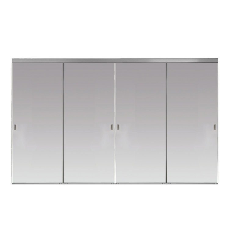 Portes de placard coulissantes en miroir à cadre biseauté, Chrome, 144 po x 96 po