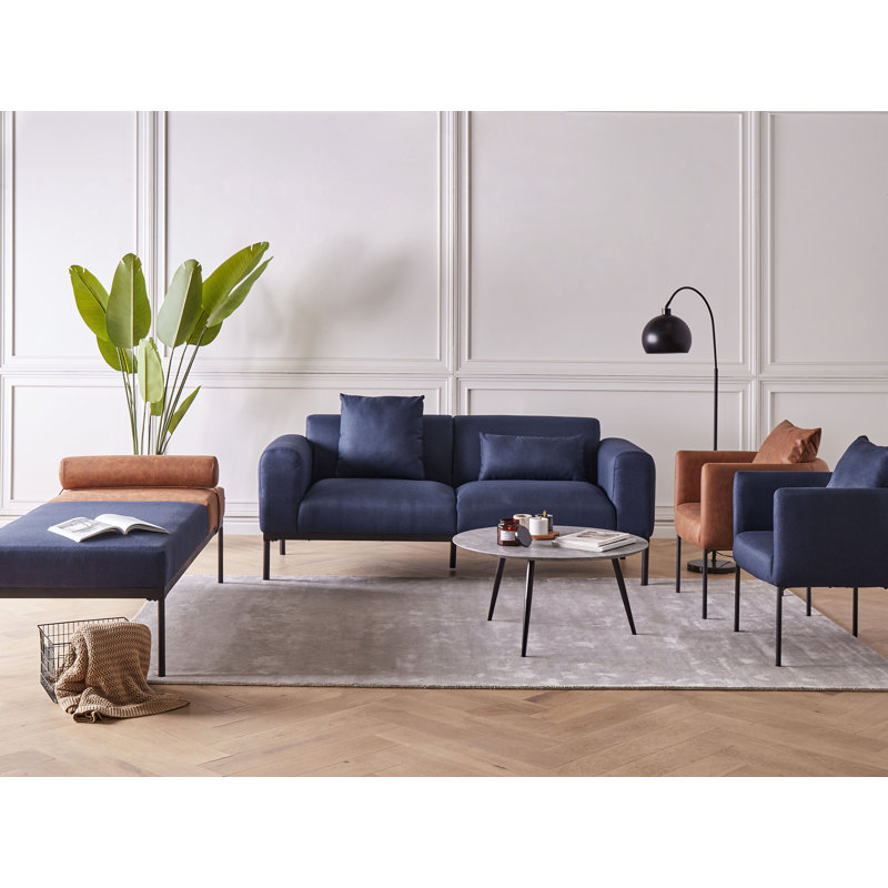 MALMOS 4 - Piece Living Room Set, Dark Blue/Brown