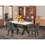 Ensemble de table de salle à manger 5 pièces comprenant une table de salle à manger rectangulaire avec pieds en X et 4 chaises Parsons en tissu Gotham foncé, noir brossé-278945323-516188965