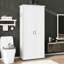 Grande armoire de rangement pour salle de bain avec 2 portes pour la salle de bain, armoire autoportante avec tablettes réglables, panneau de fibres à densité moyenne