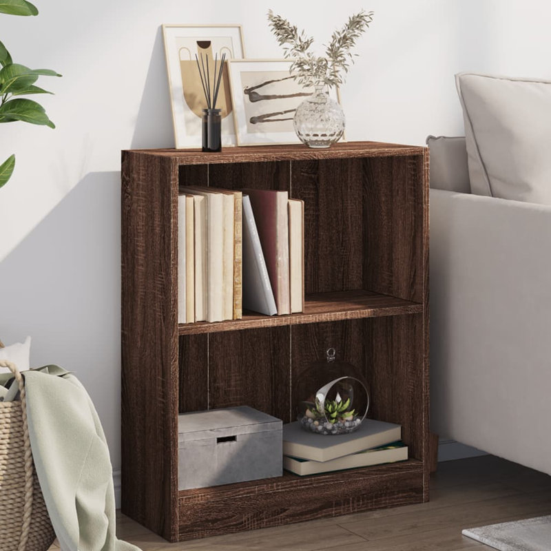 Athema Standard Bookcase, (2 Shelves) 76cmH x 60cmW x 24cmD, Brown Oak
